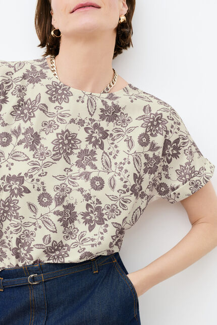 Camiseta Tmargerita-Fleur castanho mulher