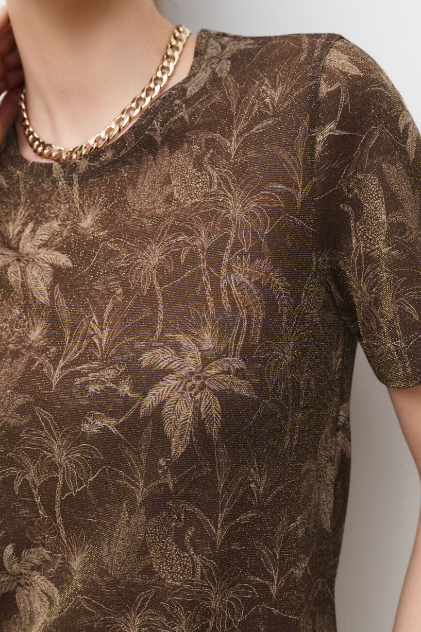 Camiseta Tjoana-Jungle marr&oacute;n oscuro mujer