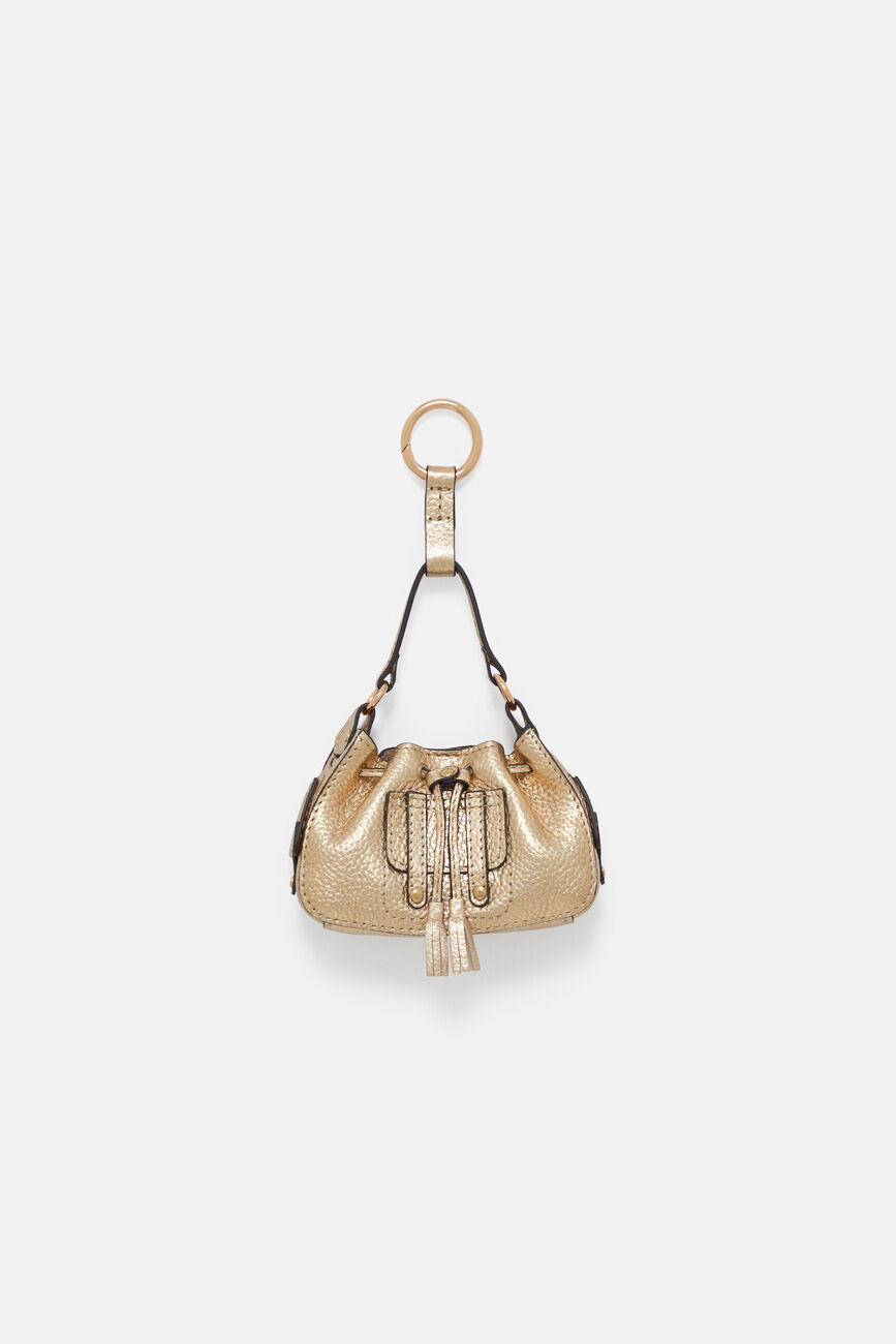 Charm Baby-Vic em couro natural ouro mulher