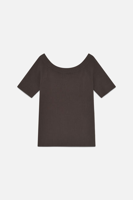 Pull malone fin &agrave; col bateau marron fonc&eacute; femme
