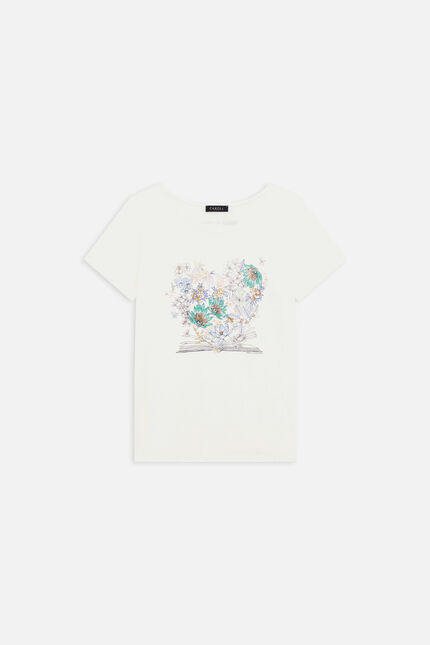 T-shirt Toutes &agrave; l'&eacute;cole Taxime Book ecru femme