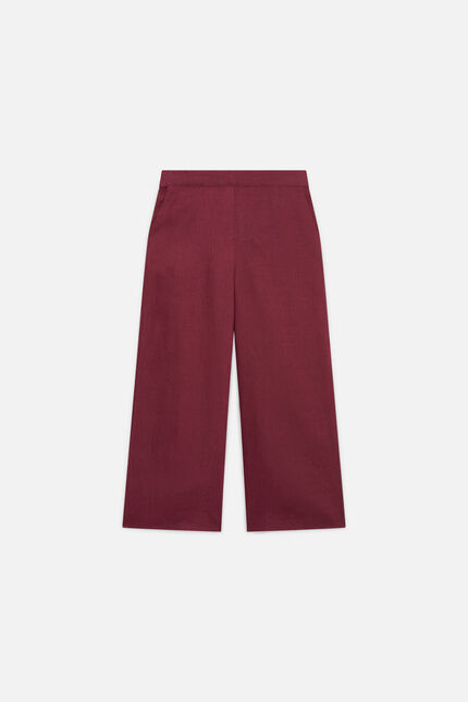 Pantalon pandi 100% lin bordeaux femme