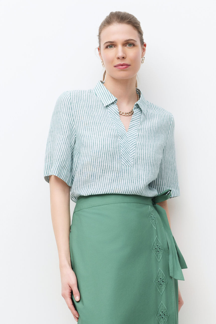 Chemise Cvanille 100% lin vert femme