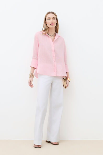 Chemise coraline 100% lin rose clair femme