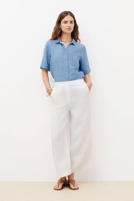 Pantalon pandi 100% lin blanc femme