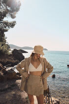 Partena Stripe linen 100% skirt-shorts sand woman
