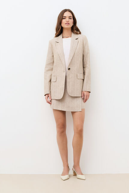 Jupe-short Partena Stripe 100% lin sable femme