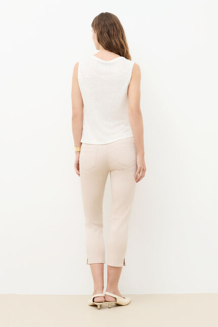 T-shirt trym 100% lin ivoire femme
