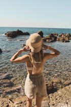 Partena Stripe linen 100% skirt-shorts sand woman