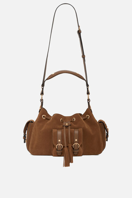 Sac Victoria en cro&ucirc;te de cuir taupe femme