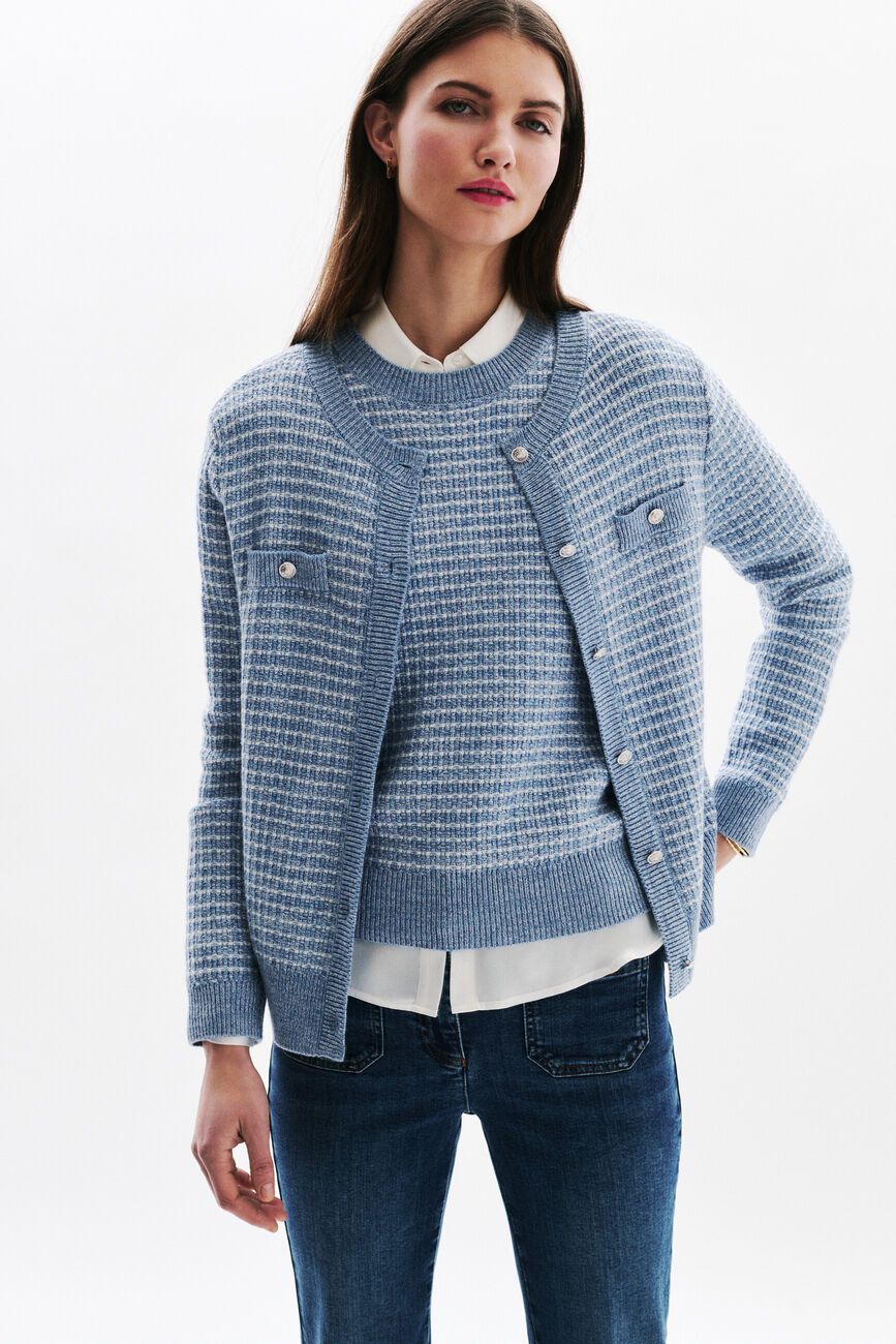 Chaleco Mleonie denim azul beb&eacute; mujer