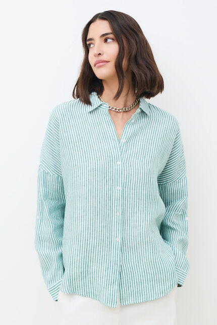 Chemise claude2 100% lin vert femme