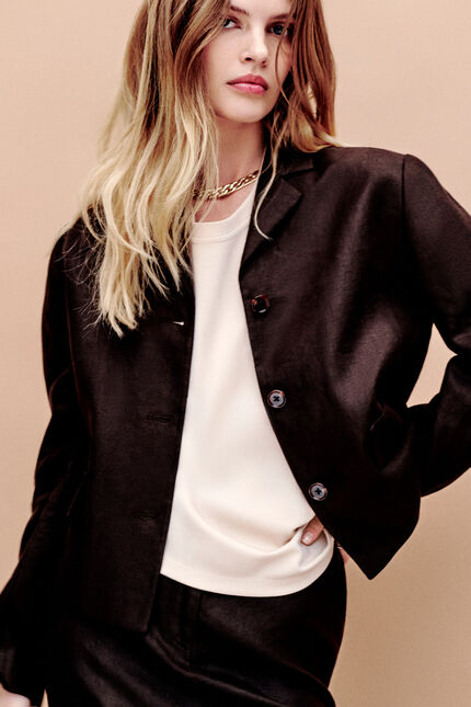 Veste Vgelin 100% lin marron fonc&eacute; femme