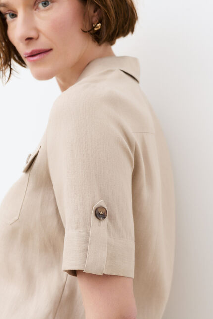 Chemise Civa 100% lin taupe femme
