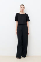 Cynthia1 blouse 100% linen black woman
