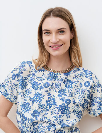Maglietta Tmargerita-Fleur blu navy donna
