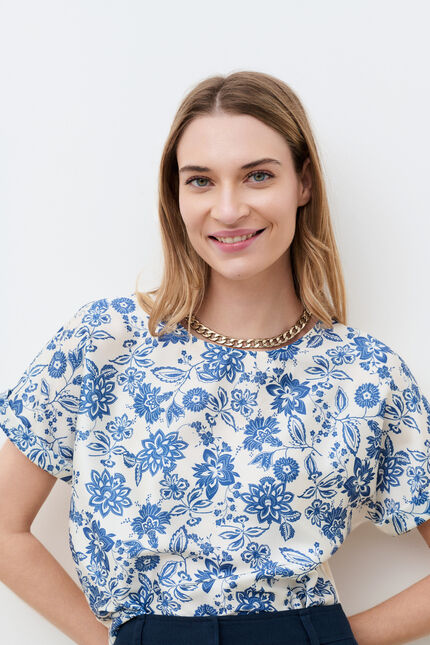 T-shirt Tmargerita-Fleur bleu marine femme