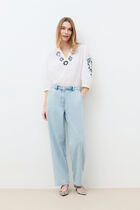 Polairodenim trousers baby blue denim woman
