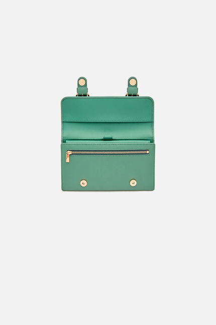 Portefeuille Thais en cuir naturel vert femme