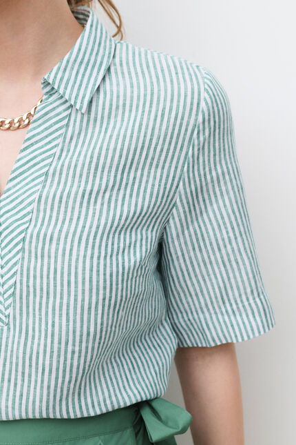 Chemise Cvanille 100% lin vert femme
