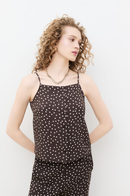 Top Comalia marron chocolat femme