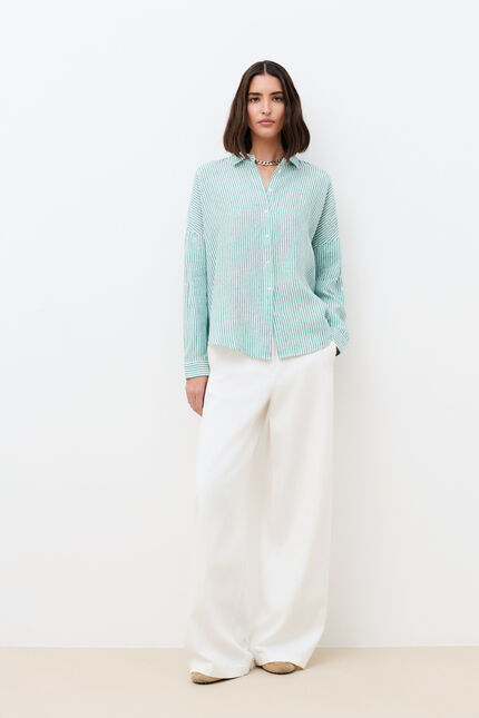Chemise claude2 100% lin vert femme