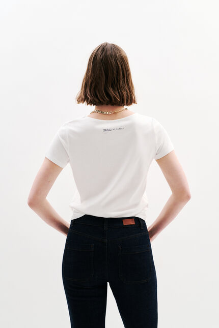 T-shirt Toutes &agrave; l'&eacute;cole Taxime Book ecru femme