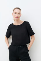Cynthia1 blouse 100% linen black woman
