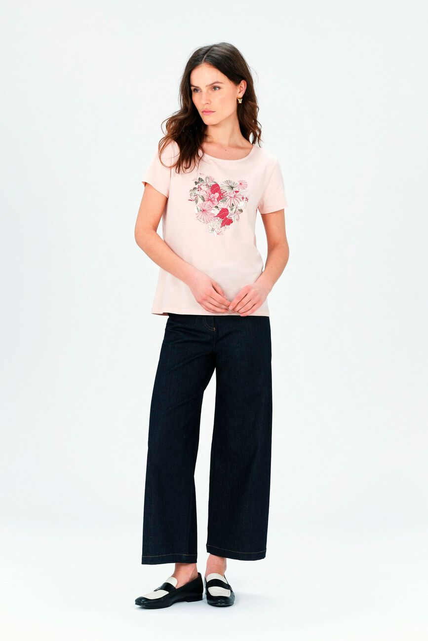 T-shirt toutes &agrave; l'&eacute;cole taxime heart rose poudree femme