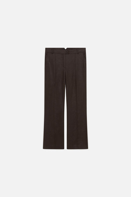 Pantalon Pulse1 100% lin marron fonc&eacute; femme