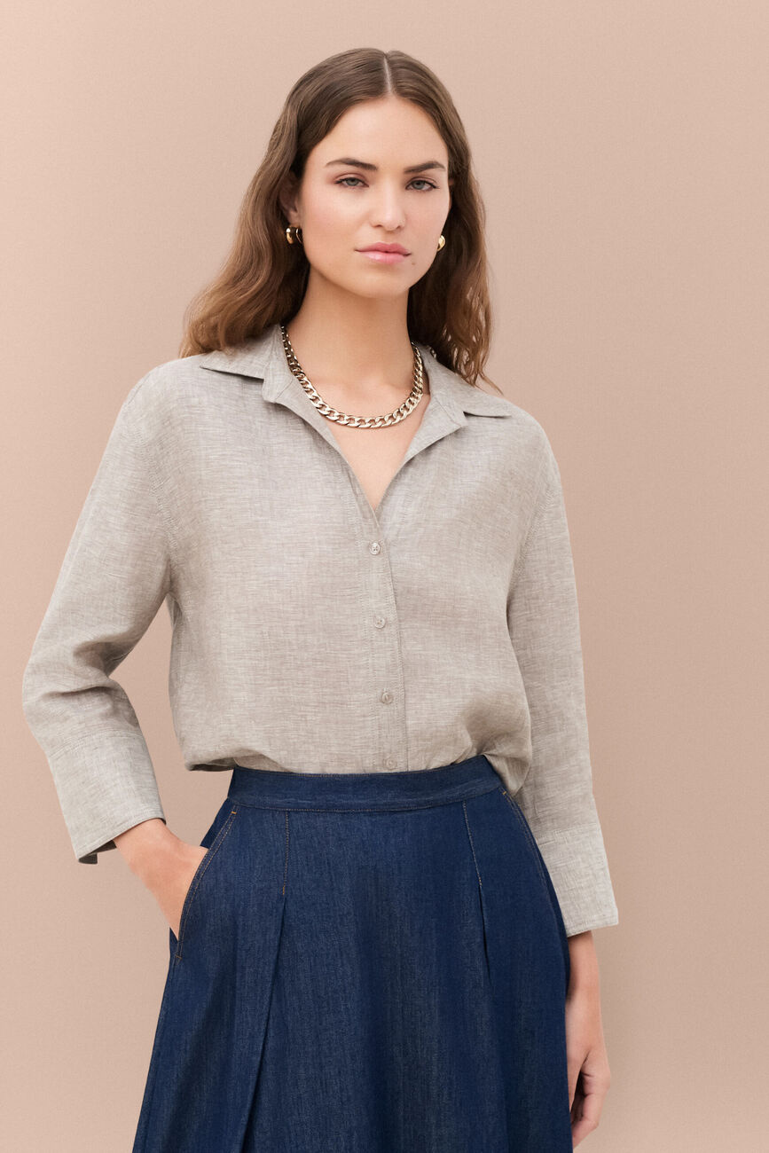 Camicia Coraline 100% lino sabbia donna