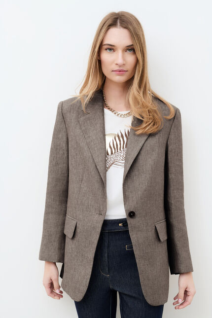 Veste Vesuve2 100% lin marron fonc&eacute; femme