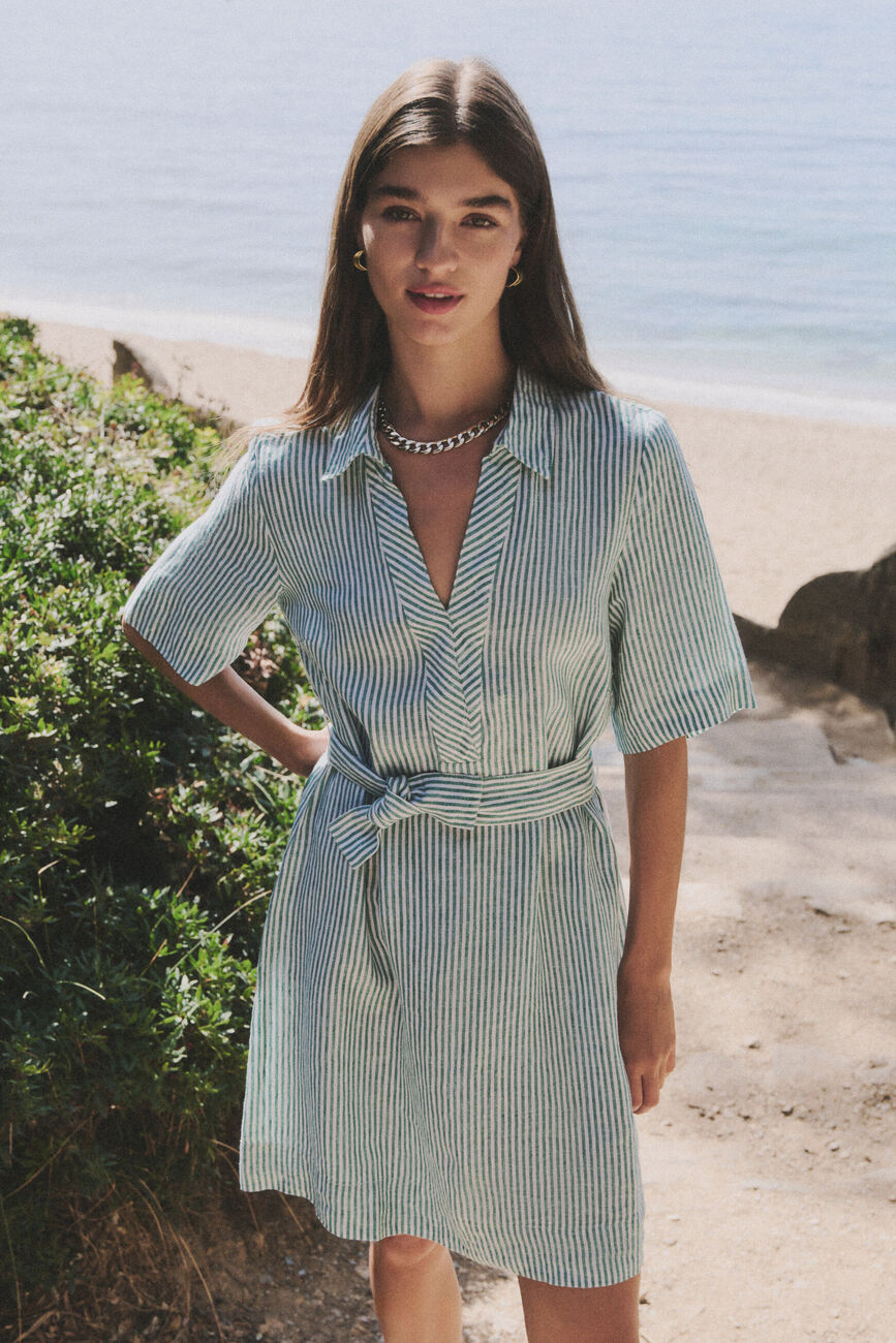 Robe Rvanille 100% lin vert femme