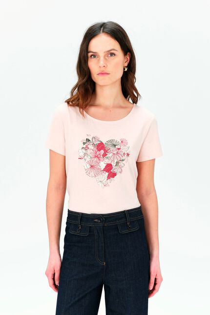 T-shirt toutes &agrave; l'&eacute;cole taxime heart rose poudree femme