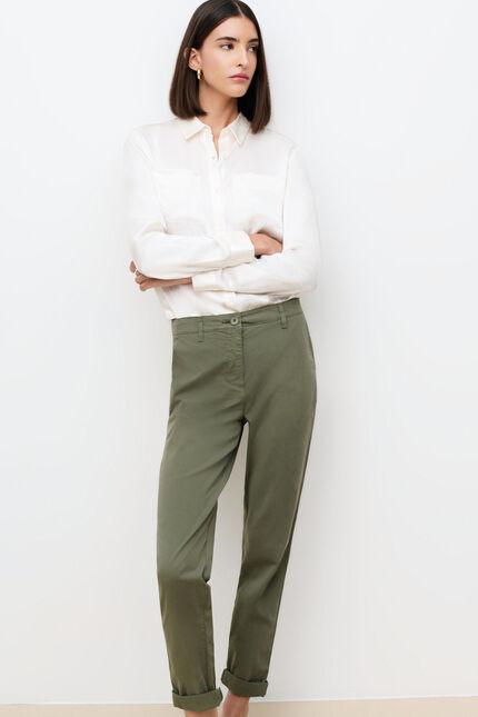 Pantal&oacute;n adelmo verde caqui mujer