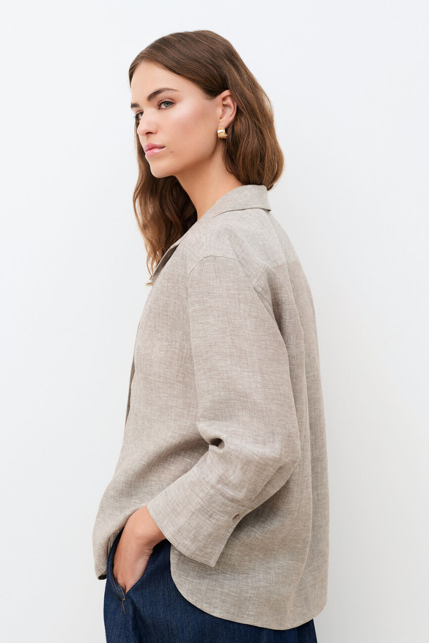 Camicia Coraline 100% lino sabbia donna