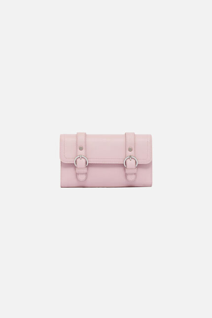 Portefeuille Thais en cuir naturel rose clair femme