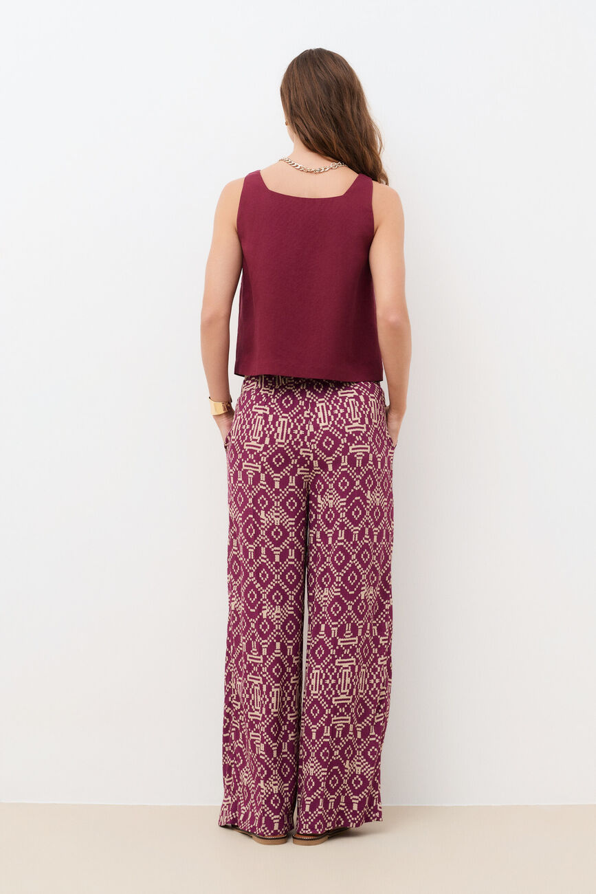 PandaLong Print 2 trousers burgundy woman