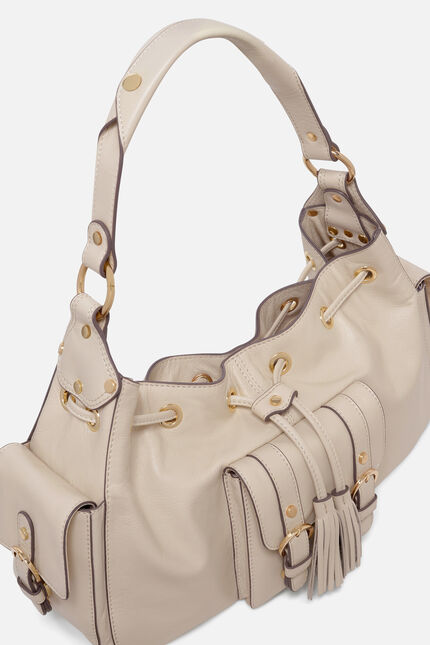 Sac Victoria en cuir naturel ivoire femme
