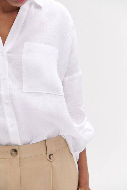 Chemise sandy oversize 100% lin blanc femme