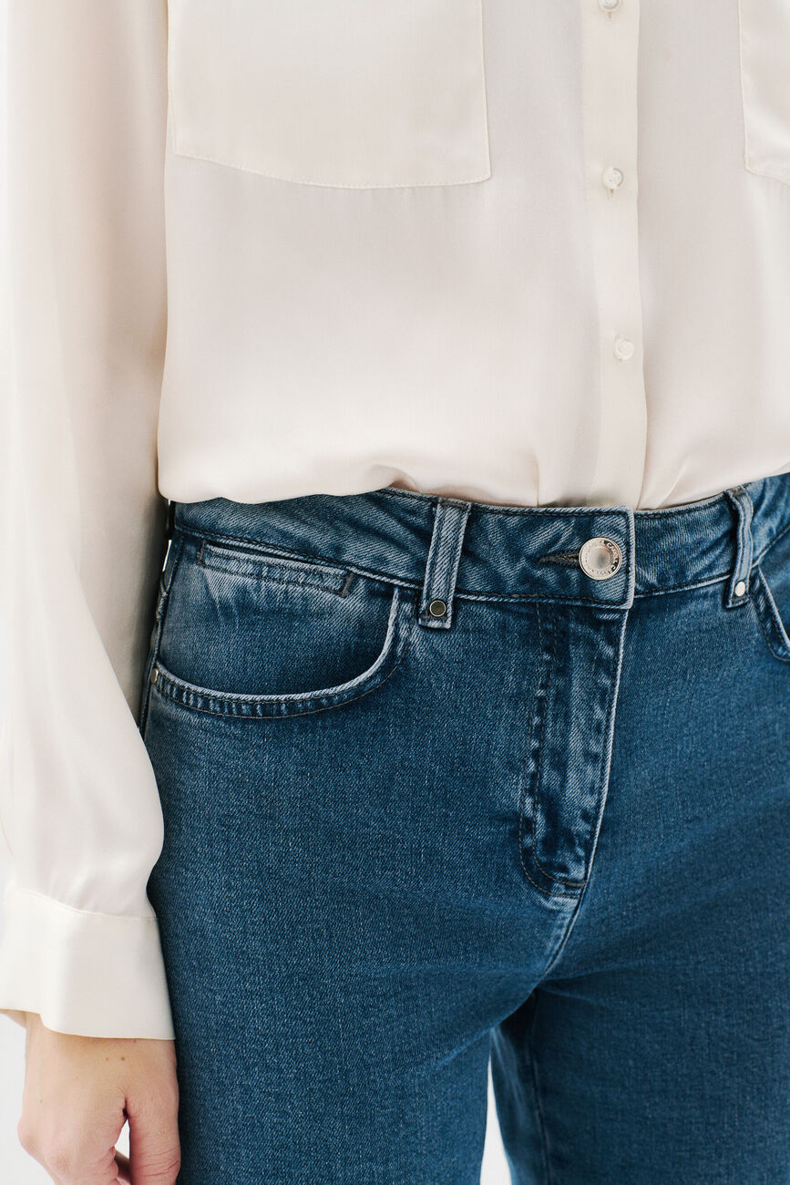 Trousers Pcomelongjean stone denim woman