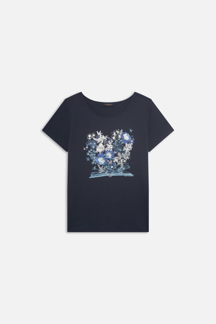 T-shirt Toutes &agrave; l'&eacute;cole Taxime Book bleu marine femme