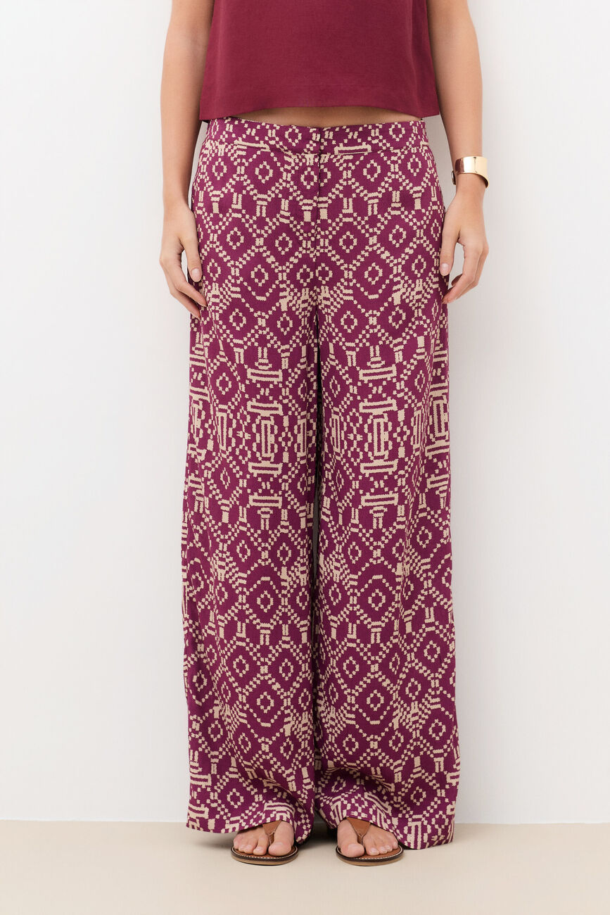 PandaLong Print 2 trousers burgundy woman
