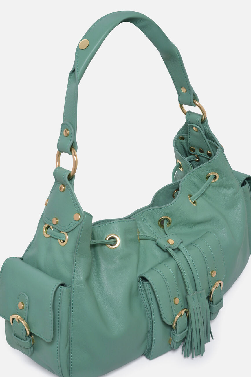 Sac Victoria en cuir naturel vert femme