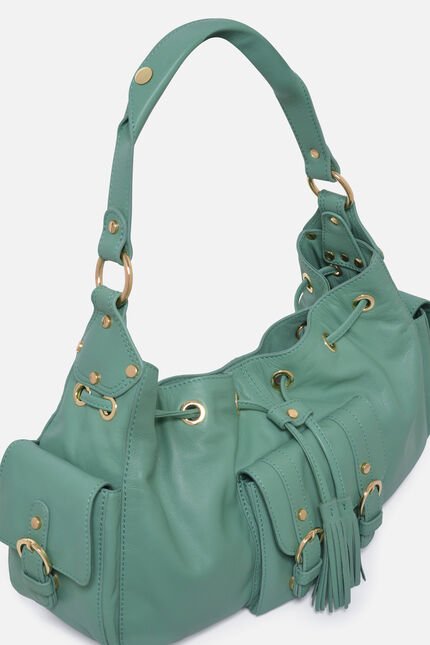 Sac Victoria en cuir naturel vert femme