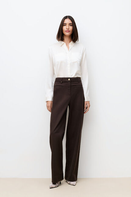 Pantalon Poeme marron fonc&eacute; femme