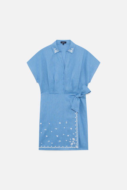 Robe Rish2 100% lin bleu gris femme