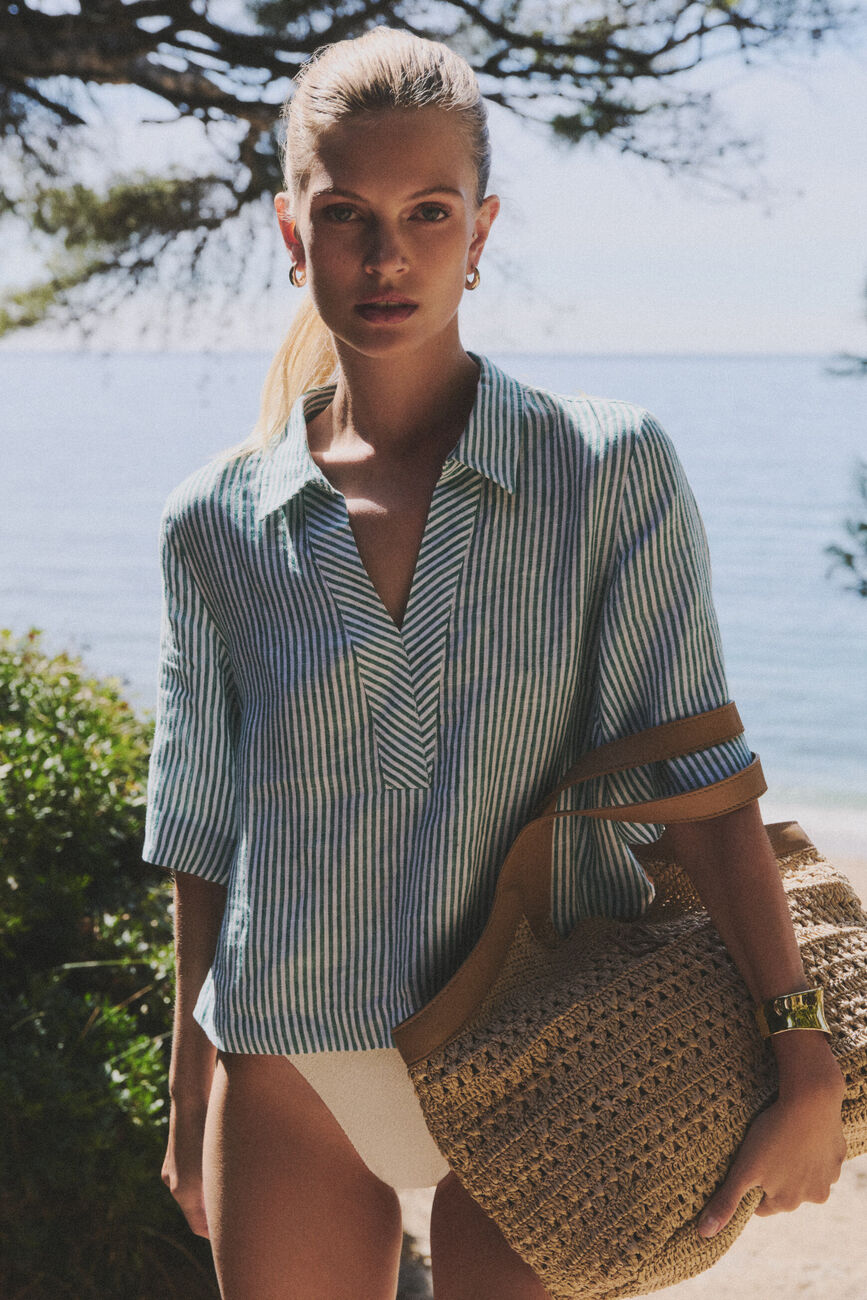 Chemise Cvanille 100% lin vert femme