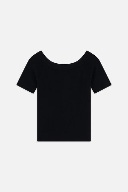 Pull malone fin &agrave; col bateau noir femme