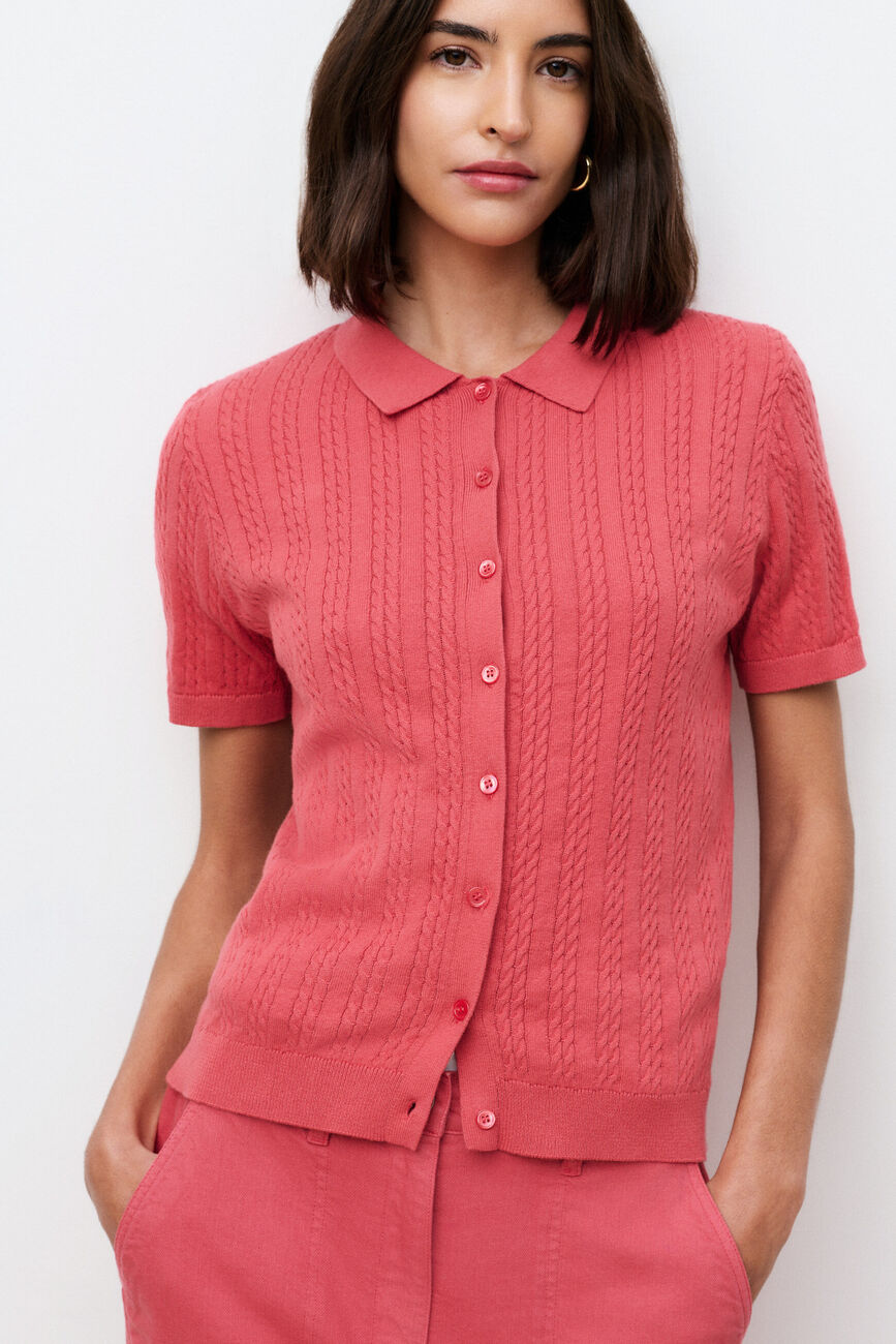 Pull Barbara rose framboise femme
